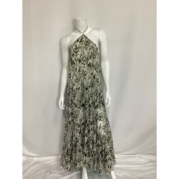 Misa Los Angeles 'Andromeda' Tan Halter Neck Chiffon Dress Size S - Picture 2 of 4